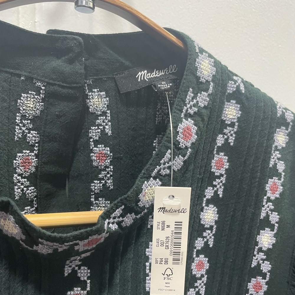 Embroidered-Bib Ruffle Mini Dress - Picture 10 of 12